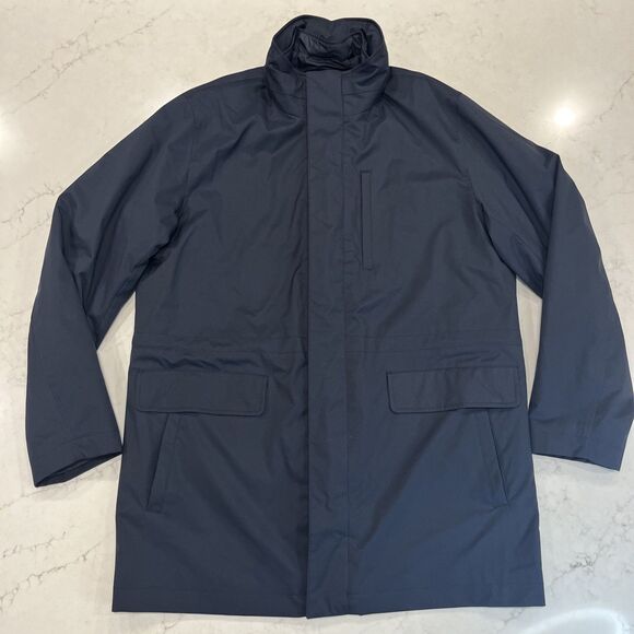 Brooks Brothers Netjets Jacket XL Navy Mid Coat Parka Overcoat Hidden Hood Pilot